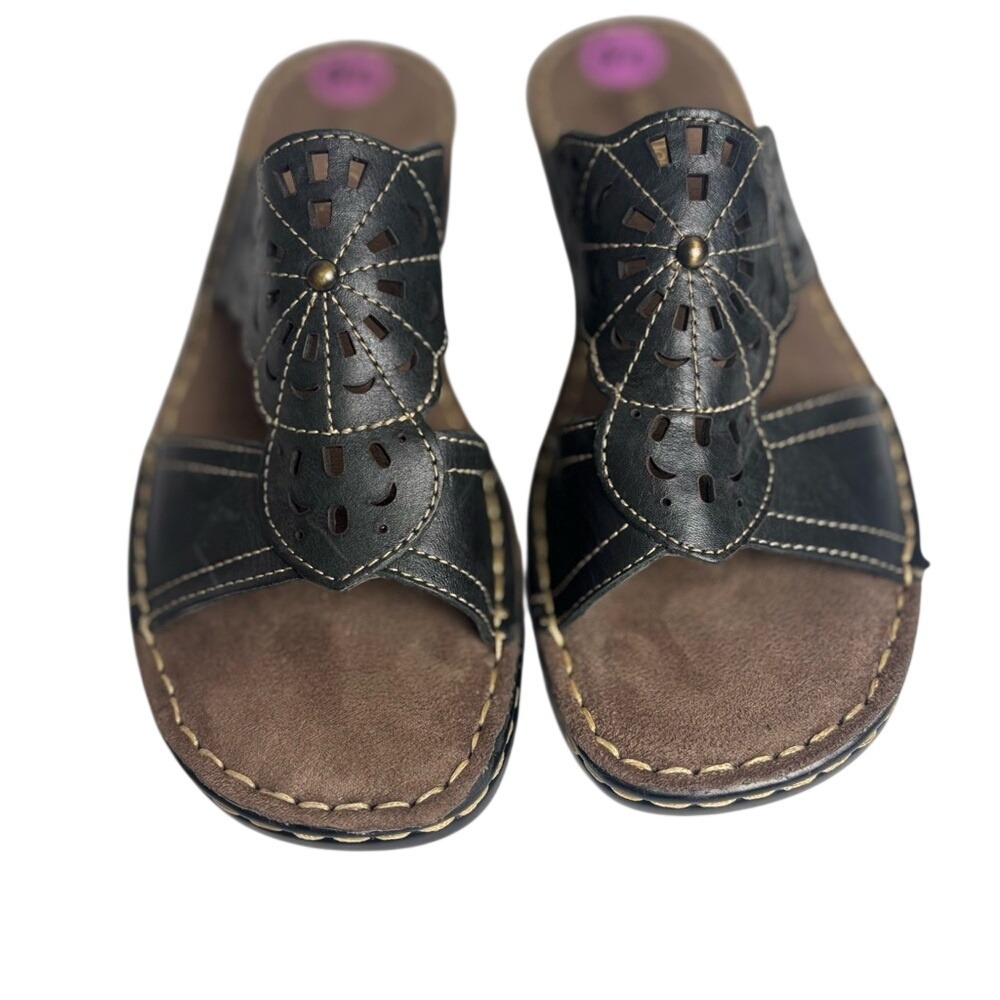 Natural Soul By Naturalizer Black ‎ Sandals Women's Size 8.5 Comfort Aztec New
